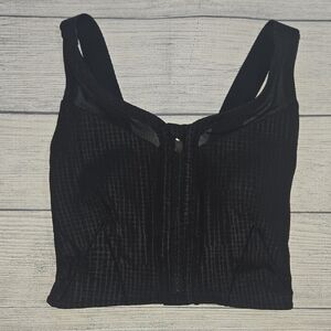 Lululemon Women's Lab Zip-Front Bra Disrupt Grid Emboss Black Size 2
